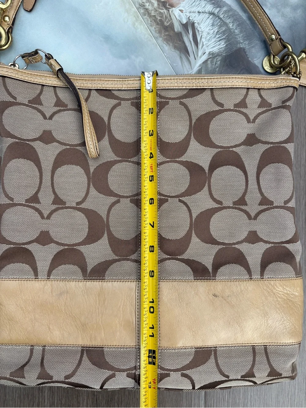 Coach Vintage Y2k Brown Khaki Signature Monogram Canvas Leather Shoulder Bag